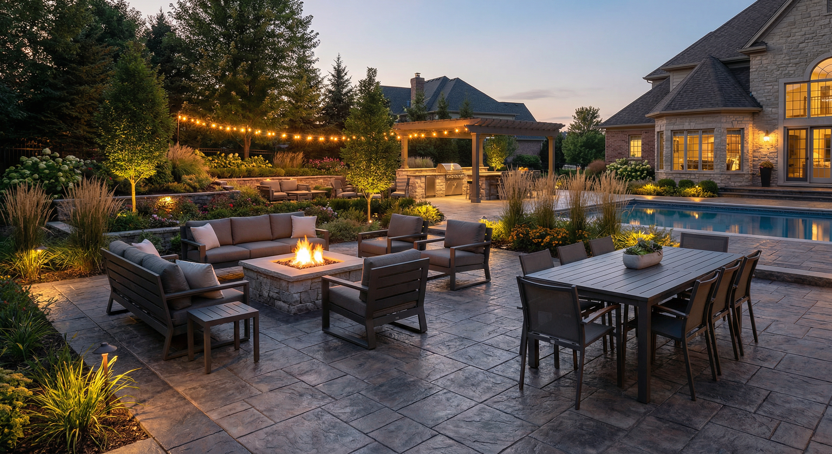 Stamped concrete patio