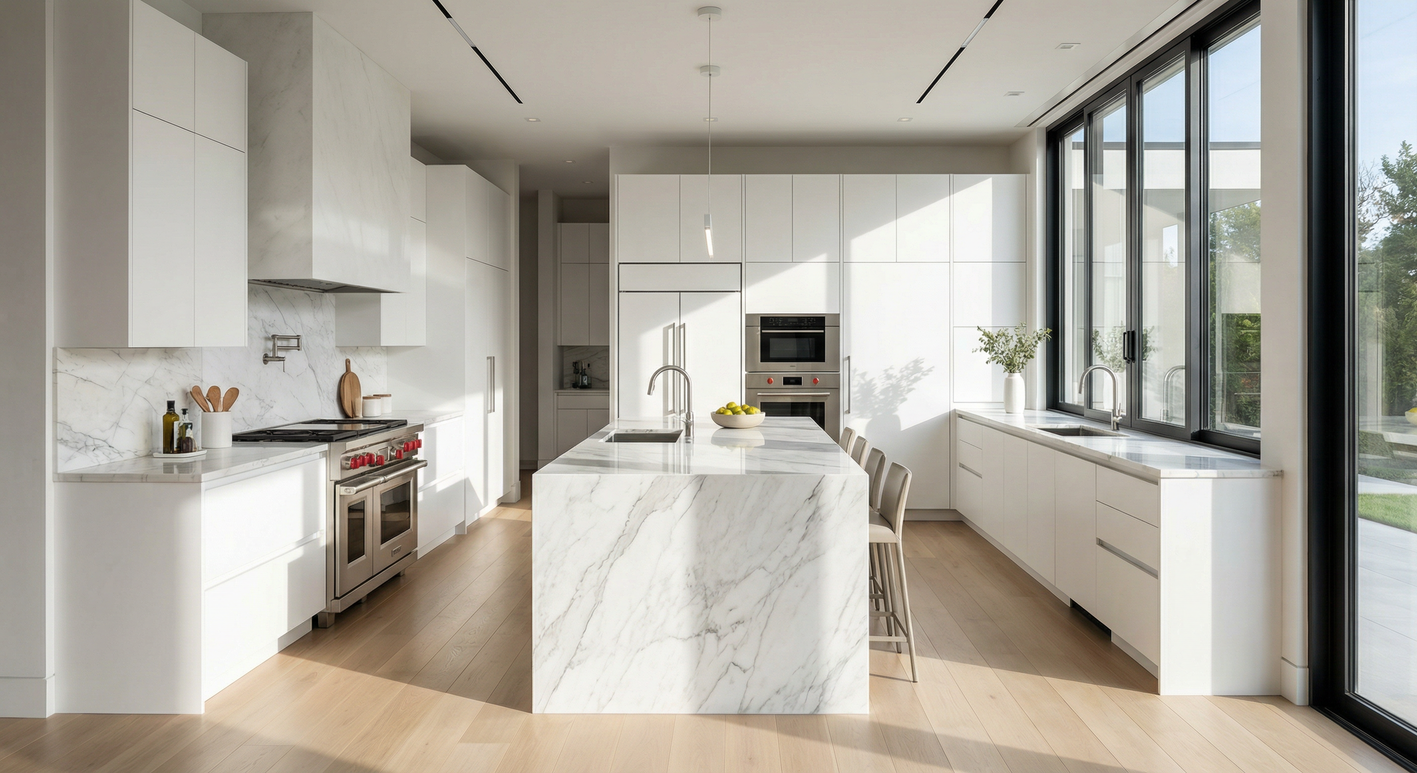 Modern kitchen remodel with white cabinets